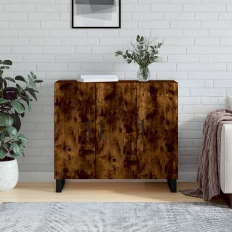Buffet bas,Buffet Commode industriel chêne fumé 90x34x80 cm bois d'ingénierie -QS22491