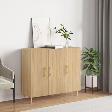 Buffet bas,Buffet Commode industriel chêne sonoma 90x34x80 cm bois d'ingénierie -QS77615