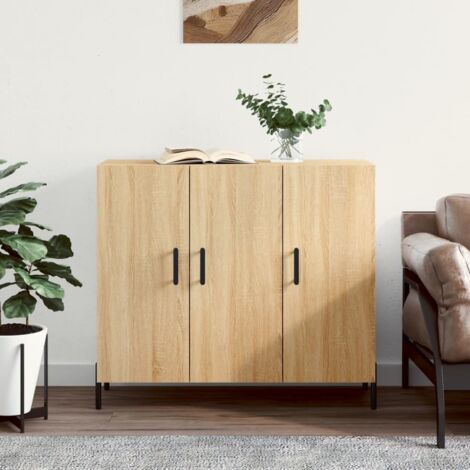 Buffet bas,Buffet Commode industriel chêne sonoma 90x34x80 cm bois d'ingénierie -QS96168