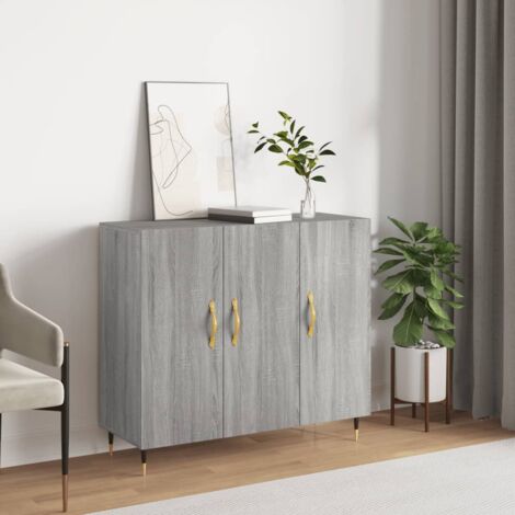 Buffet bas,Buffet Commode industriel sonoma gris 90x34x80 cm bois d'ingénierie -QS22201
