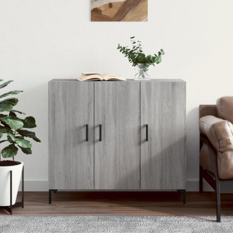 Buffet bas,Buffet Commode industriel sonoma gris 90x34x80 cm bois d'ingénierie -QS63425