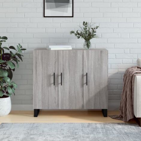 Buffet bas,Buffet Commode industriel sonoma gris 90x34x80 cm bois d'ingénierie -QS78030