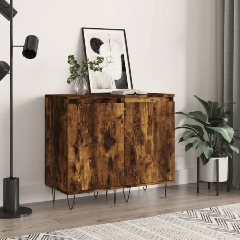 Buffet bas,Buffet Commode industriels 2 pcs chêne fumé 40x35x70 cm bois d'ingénierie -QS25152