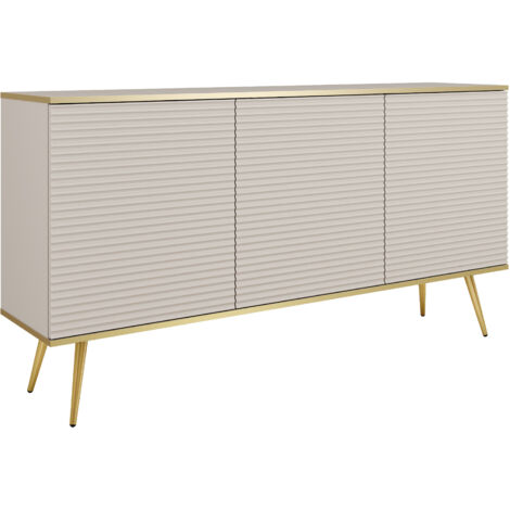 Buffet beige glamour avec pieds dorés, 160 × 85 × 39