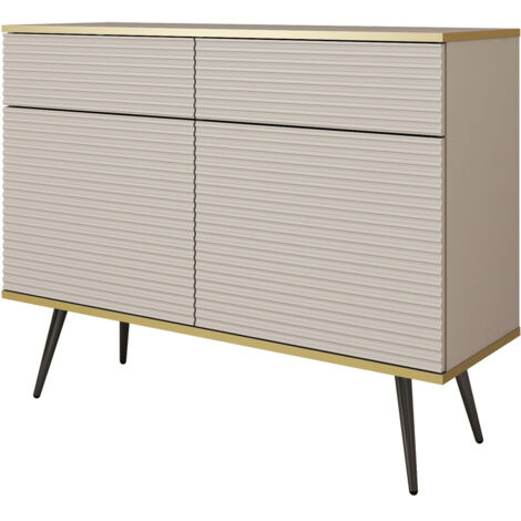 Buffet beige glamour avec pieds noirs, 107 × 85 × 39