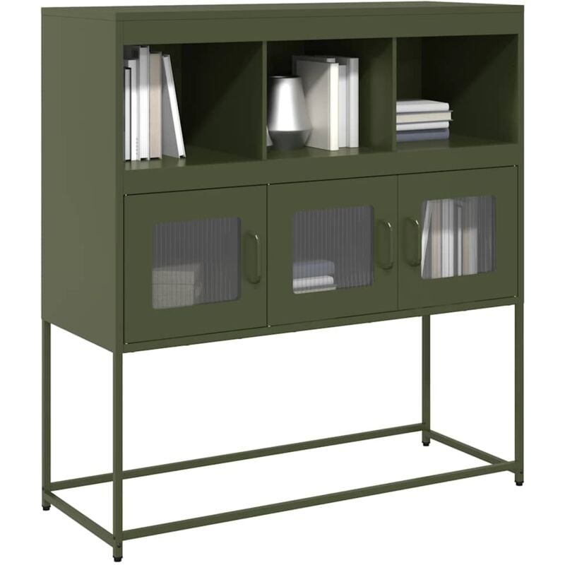 Vidaxl - Buffet vert olive 100,5x39x107 cm acier laminé à froid