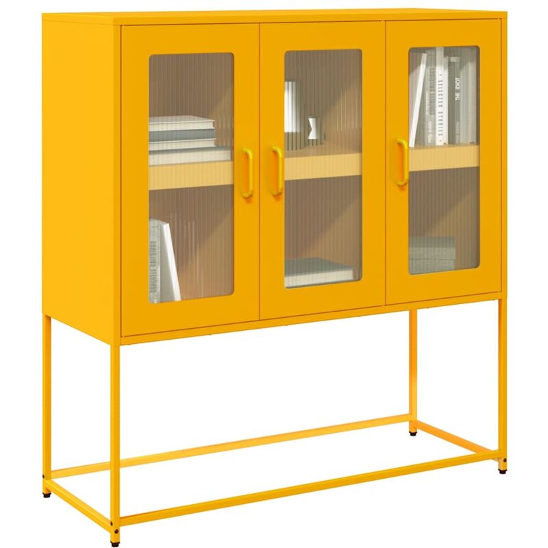 Vidaxl - Buffet jaune moutarde 100,5x39x107 cm acier laminé à froid
