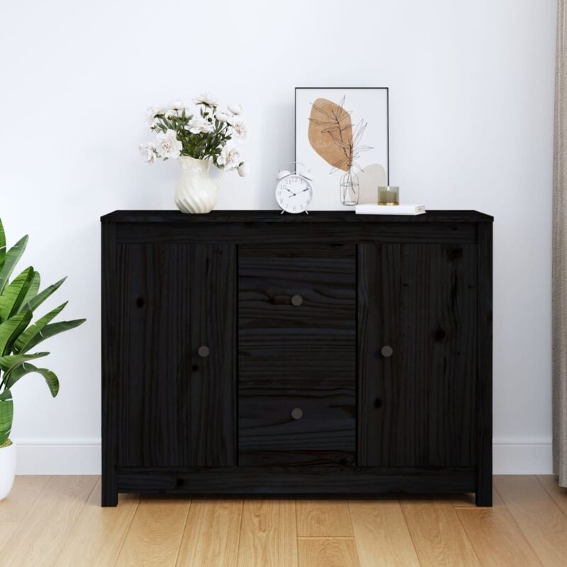 Vidaxl - Buffet Noir 100x35x74 cm Bois massif de pin