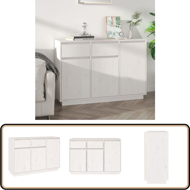 Vidaxl - Buffet blanc 110x34x75 cm bois massif de pin - Buffet - Meuble De Rangement - Armoire - Commode - Bois Massif