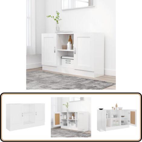 Buffet Blanc 120x30,5x70 cm Bois d'ingénierie - Buffet Blanc - Meuble Rangement - Armoire Entrée - Commode - Mobilier Salon