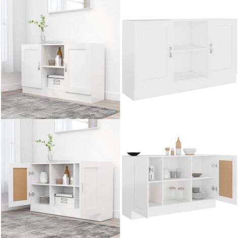 Buffet Blanc 120x30,5x70 cm Bois d'ingénierie - Buffet Blanc - Meuble Rangement - Armoire Entrée - Commode - Mobilier Salon - Home & Living