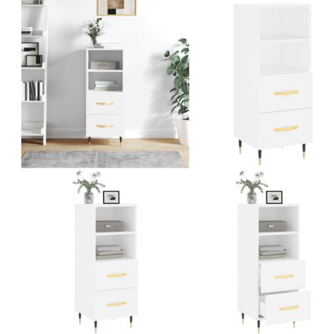 Buffet blanc 34,5x34x90 cm bois d'ingénierie - Buffet Design Moderne - Meuble Rangement - Armoire Blanche - Commode Tiroir - Mobilier Salon - Home & Living