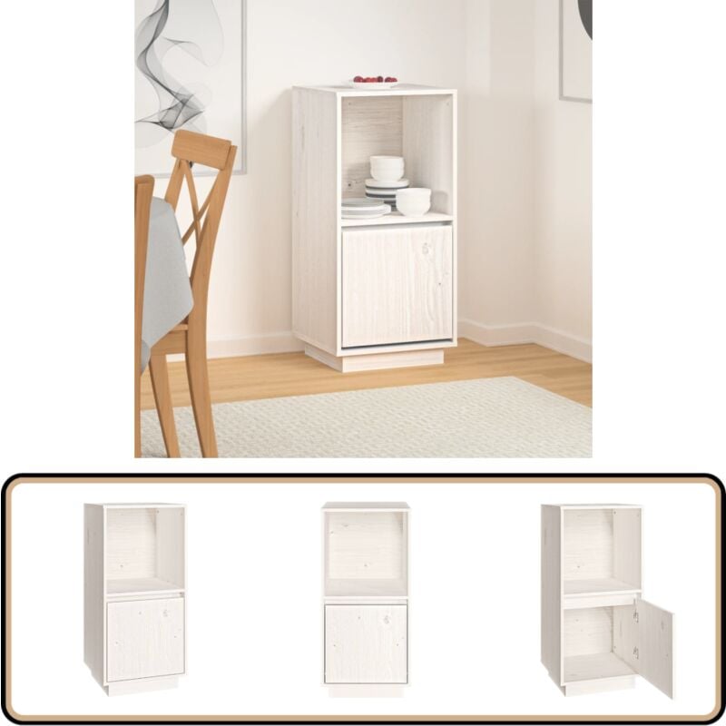 Vidaxl - Buffet blanc 38x35x80 cm bois massif de pin - Buffet - Meuble De Rangement - Armoire - Placard - Bois Massif
