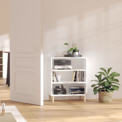 Vidaxl – Buffet blanc 57x35x70 cm en aggloméré avec 3 étagères – Pieds en bois massif pour stabilité – Facile à nettoyer - vidaXL988834