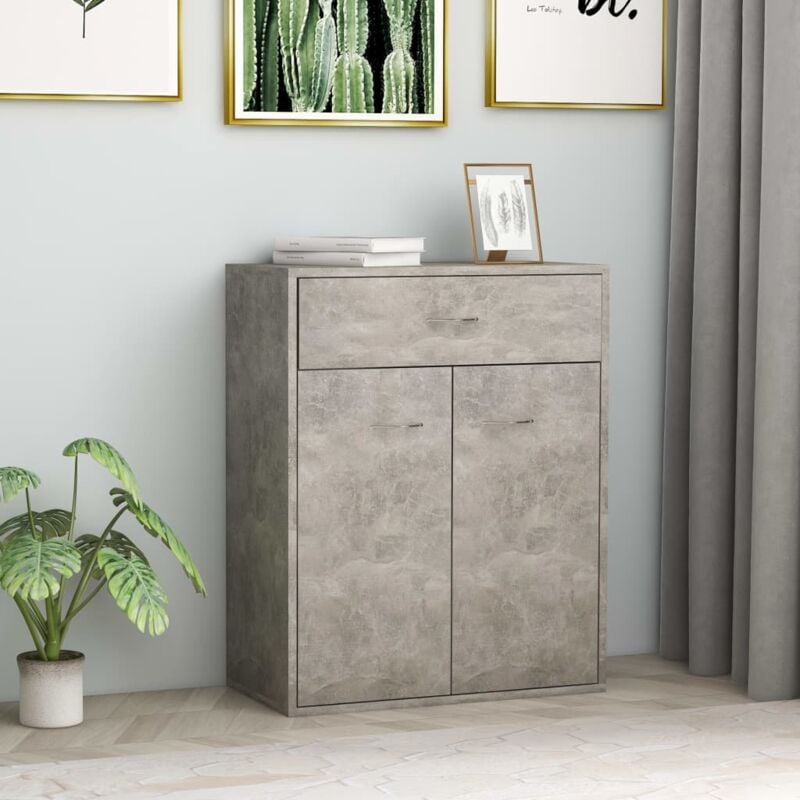 Vidaxl - Buffet Gris béton 60x30x75 cm Bois d'ingénierie