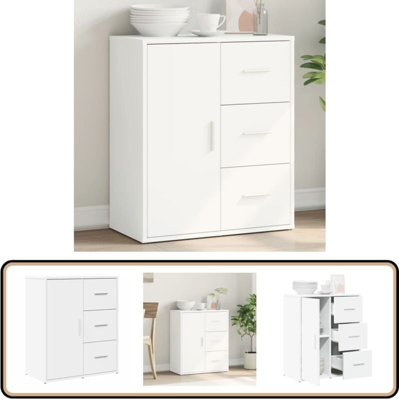 Vidaxl - Buffet blanc 60x31x70 cm bois d'ingénierie - Buffet Blanc - Meuble Rangement - Commode - Armoire Cuisine - Mobilier Salon