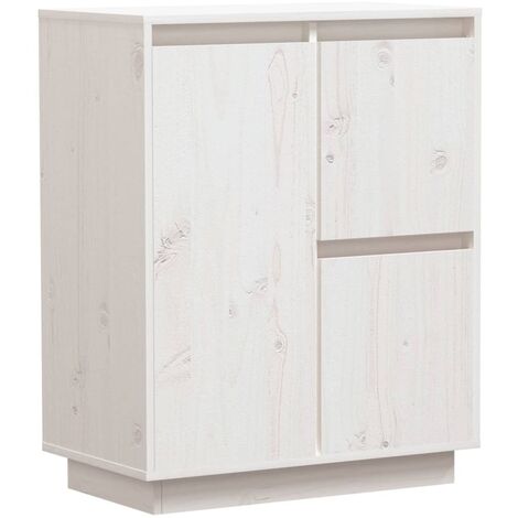 Buffet Blanc 60x34x75 cm Bois massif de pin