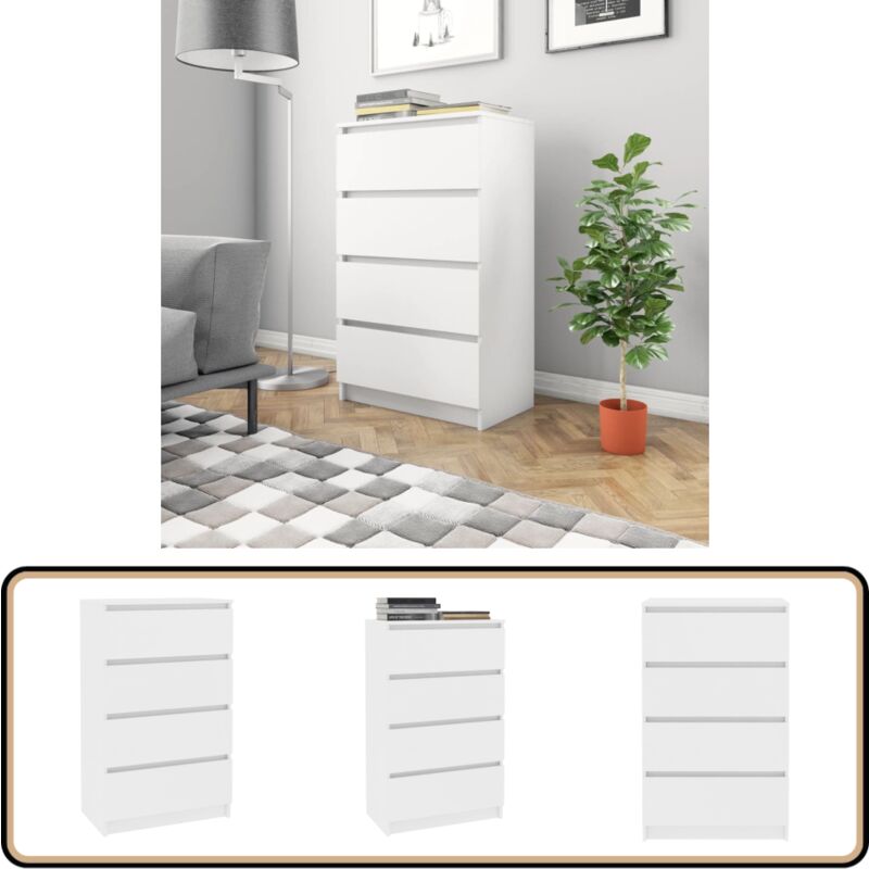 Vidaxl - Buffet Blanc 60x35x98,5 cm Bois d'ingénierie - Buffet Blanc - Meuble Rangement - Armoire Entrée - Mobilier Contemporain - Décoration