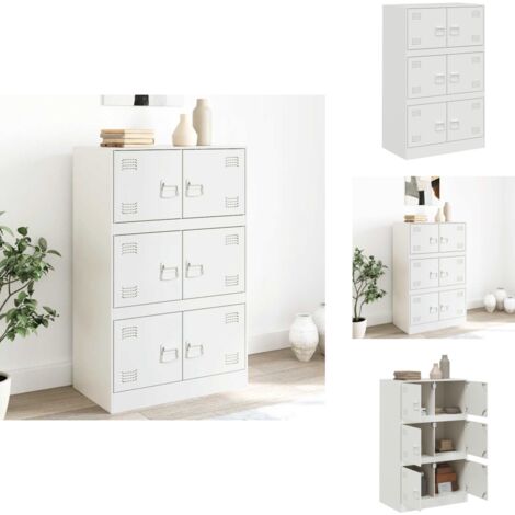 Buffet blanc 67x39x107 cm acier - Buffet Blanc - Meuble Rangement - Armoire Moderne - Meubles Salon - Mobilier Cuisine