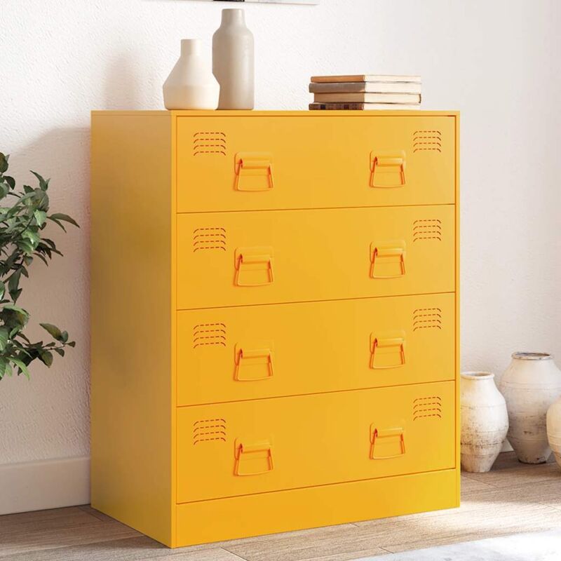Vidaxl - Buffet jaune moutarde 67x39x83 cm acier