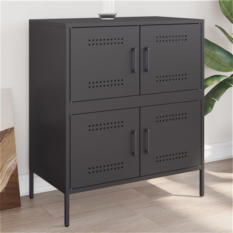 Vidaxl - Buffet noir 68x39x79 cm acier