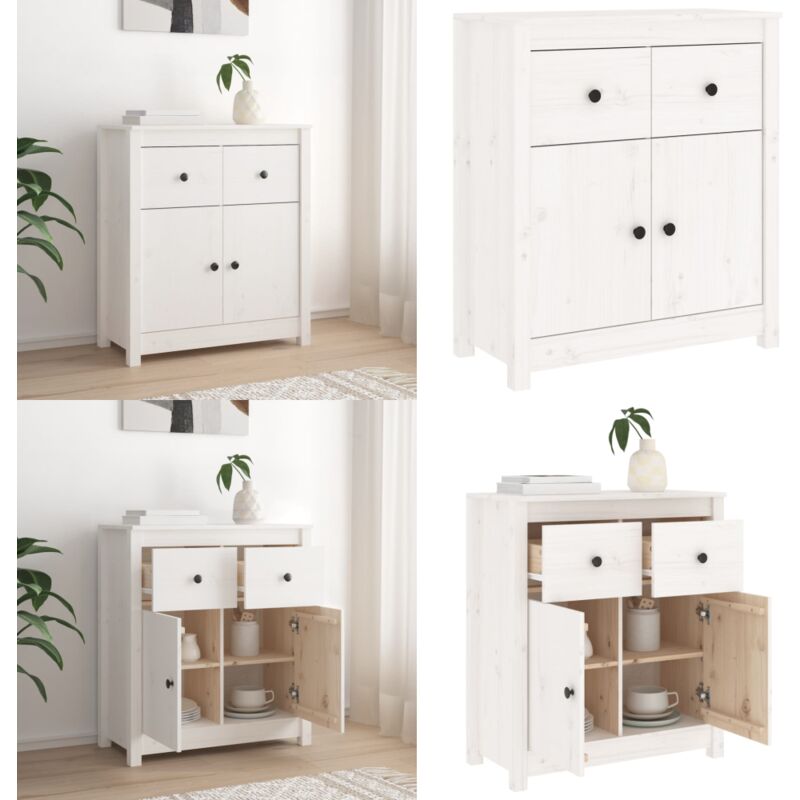 Vidaxl - Buffet blanc 70x35x80 cm bois massif de pin - Buffet - Meuble De Rangement - Commode - Bois Massif - Pin - Home & Living