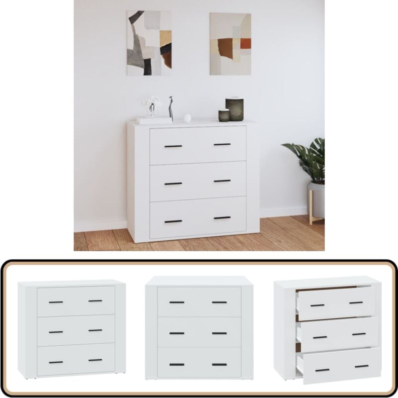 Vidaxl - Buffet Blanc 80x33x70 cm Bois d'ingénierie - Buffet - Commode - Rangement - Cuisine - Salon