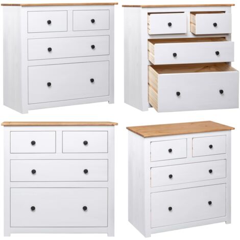 Buffet Blanc 80x40x83 cm Pin Gamme Panama - Buffet - Meuble TV - Rangement - Décoration Intérieure - Bois Massif - Home & Living