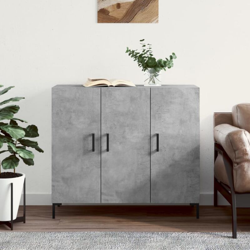 Vidaxl - Buffet gris béton 90x34x80 cm bois d'ingénierie