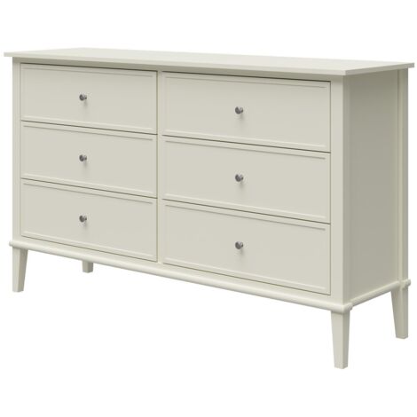 Buffet blanc avec 6 tiroirs – Panneaux de particules durables – Élégant et fonctionnel pour rangement optimisé