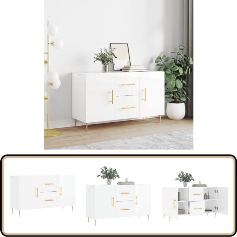 Vidaxl - Buffet blanc brillant 100x36x60 cm bois d'ingénierie - Buffet Design Moderne - Buffet Blanc - Buffet Rangement - Armoire Cuisine - Meuble