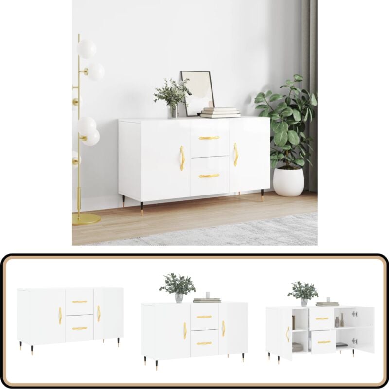 Vidaxl - Buffet blanc brillant 100x36x60 cm bois d'ingénierie - Buffet Design Moderne - Buffet Blanc - Meuble Rangement - Armoire Cuisine - Commode