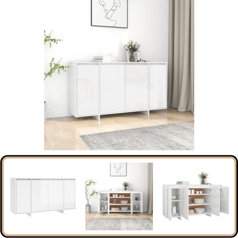 Vidaxl - Buffet blanc brillant 135x41x75 cm bois d'ingénierie - Buffet - Meuble De Rangement - Armoire - Commode - Mobilier