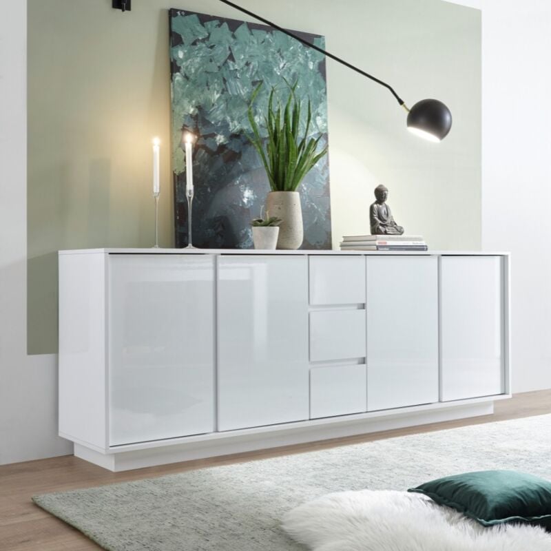 Buffet blanc brillant 210x79x43 cm