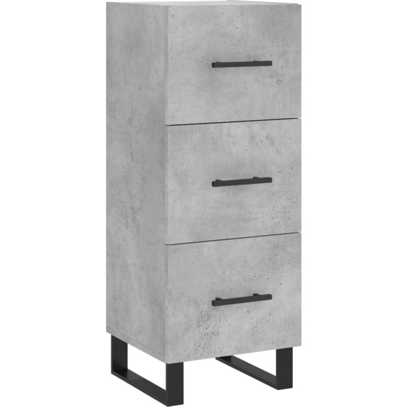 Vidaxl - Buffet Gris béton 34,5x34x90 cm Bois d'ingénierie