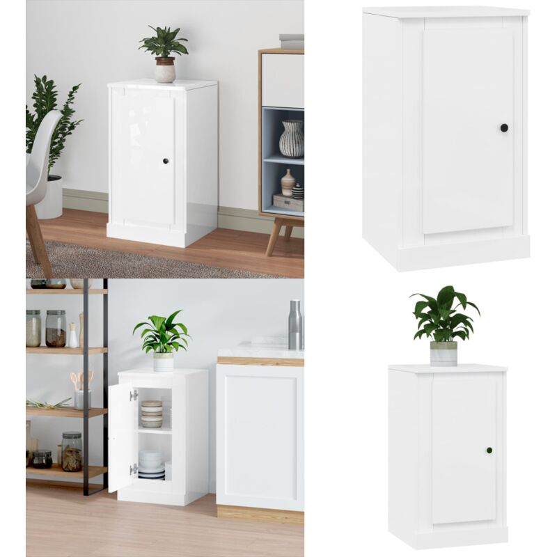 Vidaxl - Buffet blanc brillant 37,5x35,5x67,5 cm bois d'ingénierie - Buffet - Meuble De Rangement - Commode - Mobilier - Décoration Intérieure - Home