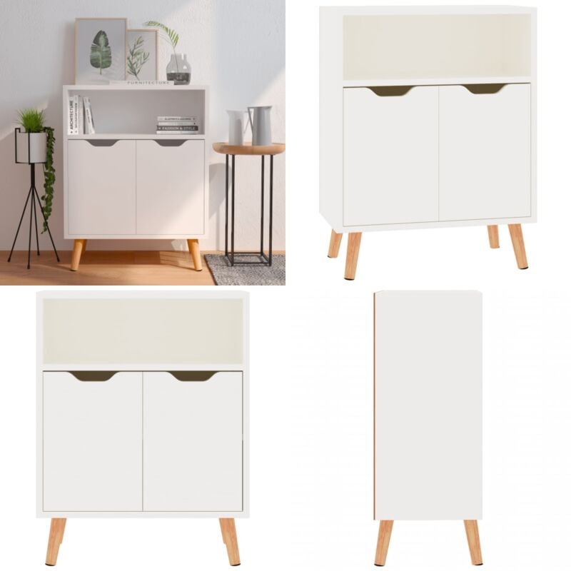 Buffet blanc brillant 60x30x72 cm bois d'ingénierie - Buffet - Meuble De Rangement - Commode - Mobilier - Décoration Intérieure - Home & Living