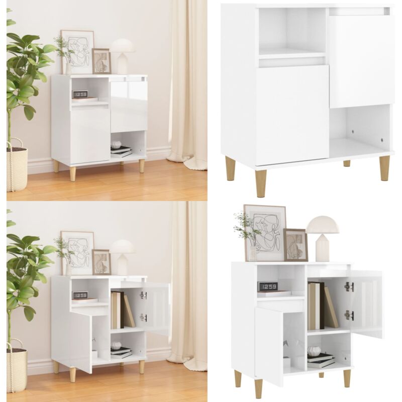 Vidaxl - Buffet Blanc brillant 60x35x70 cm Bois d'ingénierie - Buffet - Meuble De Rangement - Commode - Armoire Blanche - Mobilier Moderne - Home &