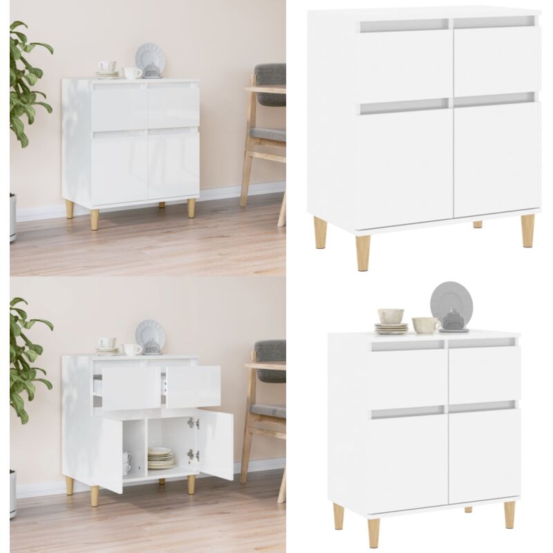 Vidaxl - Buffet Blanc brillant 60x35x70 cm Bois d'ingénierie - Buffet - Meuble De Rangement - Commode - Armoire Blanche - Mobilier Moderne - Home &