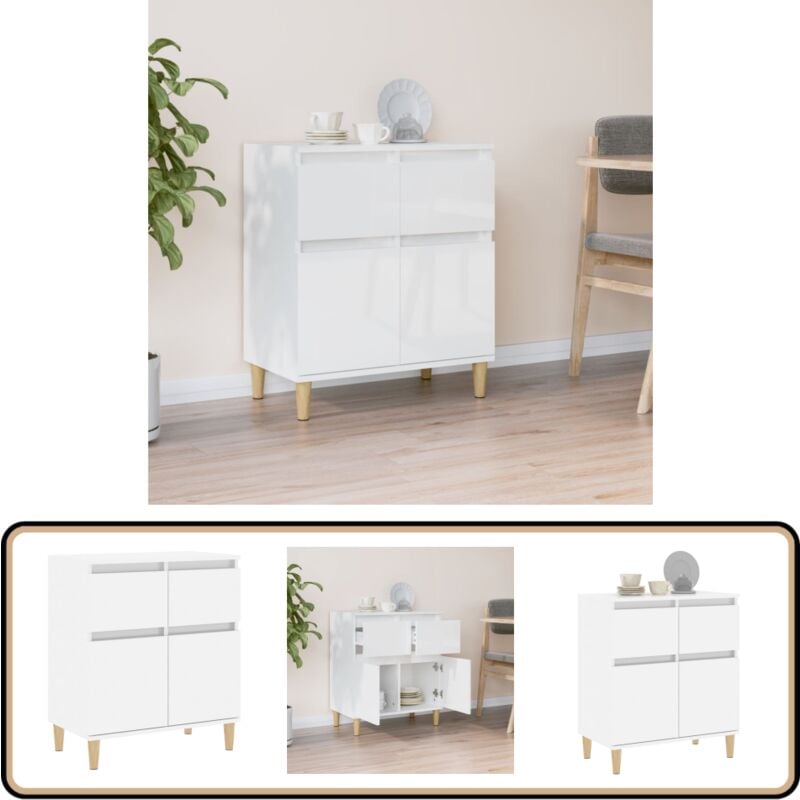 Vidaxl - Buffet Blanc brillant 60x35x70 cm Bois d'ingénierie - Buffet - Meuble De Rangement - Commode - Armoire Blanche - Mobilier Moderne
