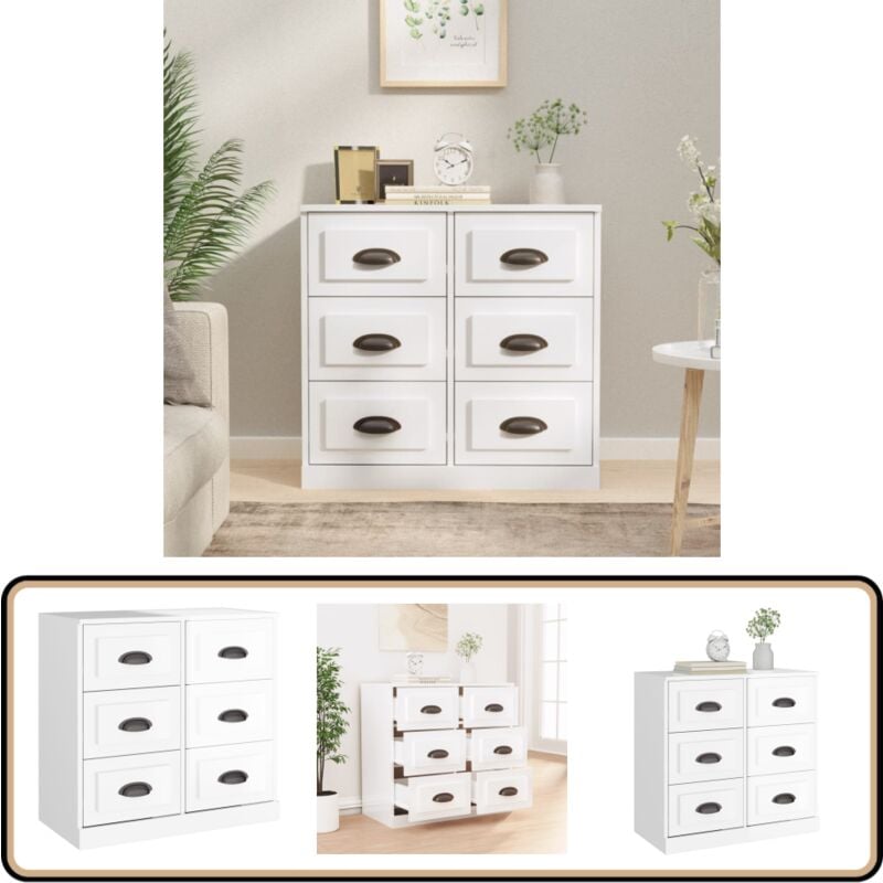 Vidaxl - Buffet blanc brillant 70x35,5x67,5 cm bois d'ingénierie - Buffet - Meuble De Rangement - Armoire - Commode - Mobilier