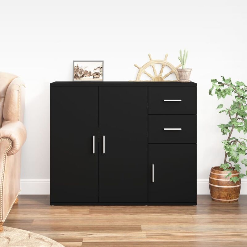 Vidaxl - Buffet Noir 91x29,5x75 cm Bois d'ingénierie