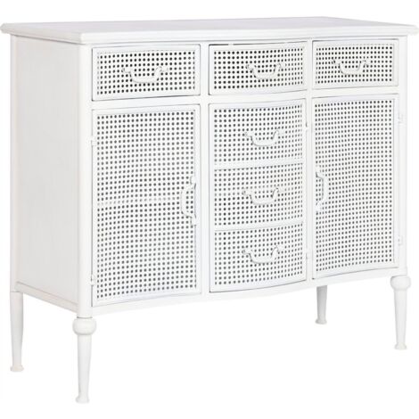 Buffet blanc design épuré pour salon élégant - Blanc avec accents cuivrés