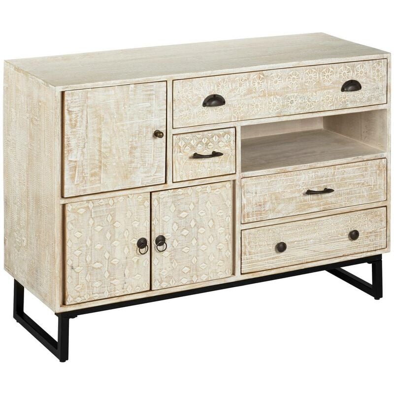 Atmosphera - Buffet 3 portes Ajay manguier 115x80cm créateur d'intérieur