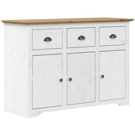 Buffet BODO blanc et marron 115x43x79,5 bois massif de pin