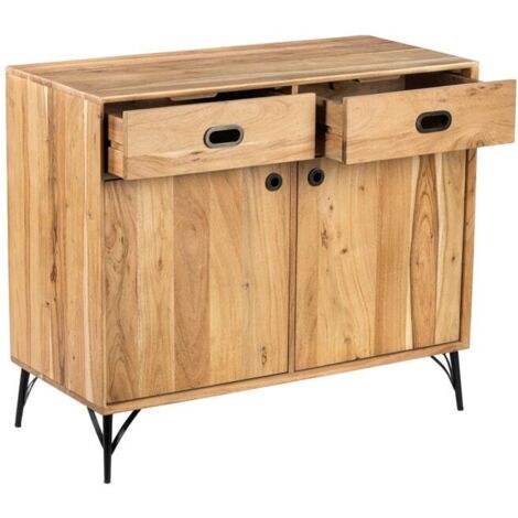 Buffet bois clair industriel SERENA 100cm - 100x45x85 cm - Kayu Meuble