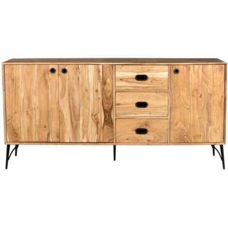 Buffet bois clair industriel SERENA 175cm - 175x45x85 cm - Kayu Meuble