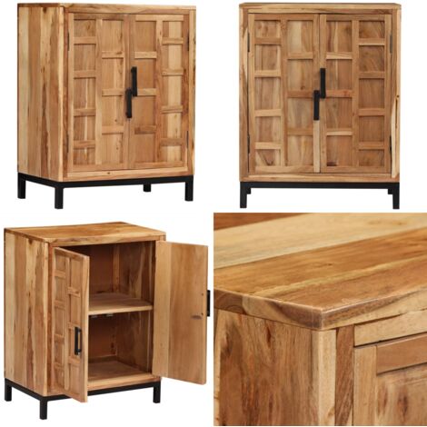 Buffet Bois d'acacia solide 60x35x76 cm Marron - Buffet En Bois - Meuble De Rangement - Mobilier Acacia - Meuble Design - Buffet Rustique - Home & Living