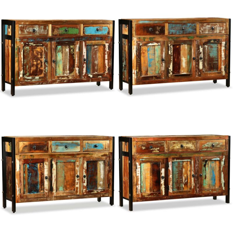 Buffet Bois de récupération massif 120x35x76 cm - Buffet Ancien - Buffet Rustique - Mobilier Recyclé - Meuble Artisanal - Rangement Mural - Home &