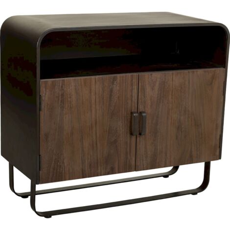 Buffet bois et métal noir style industriel élégant - bois foncé et métal noir